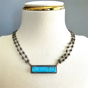 NEW Turquoise Pendant Necklace - Labradorite/14K Gold Chain